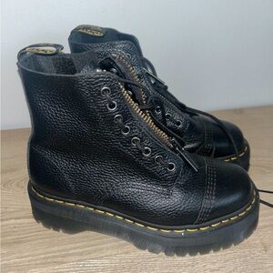Dr. Martens Black Leather Boots with Gold Zipper
